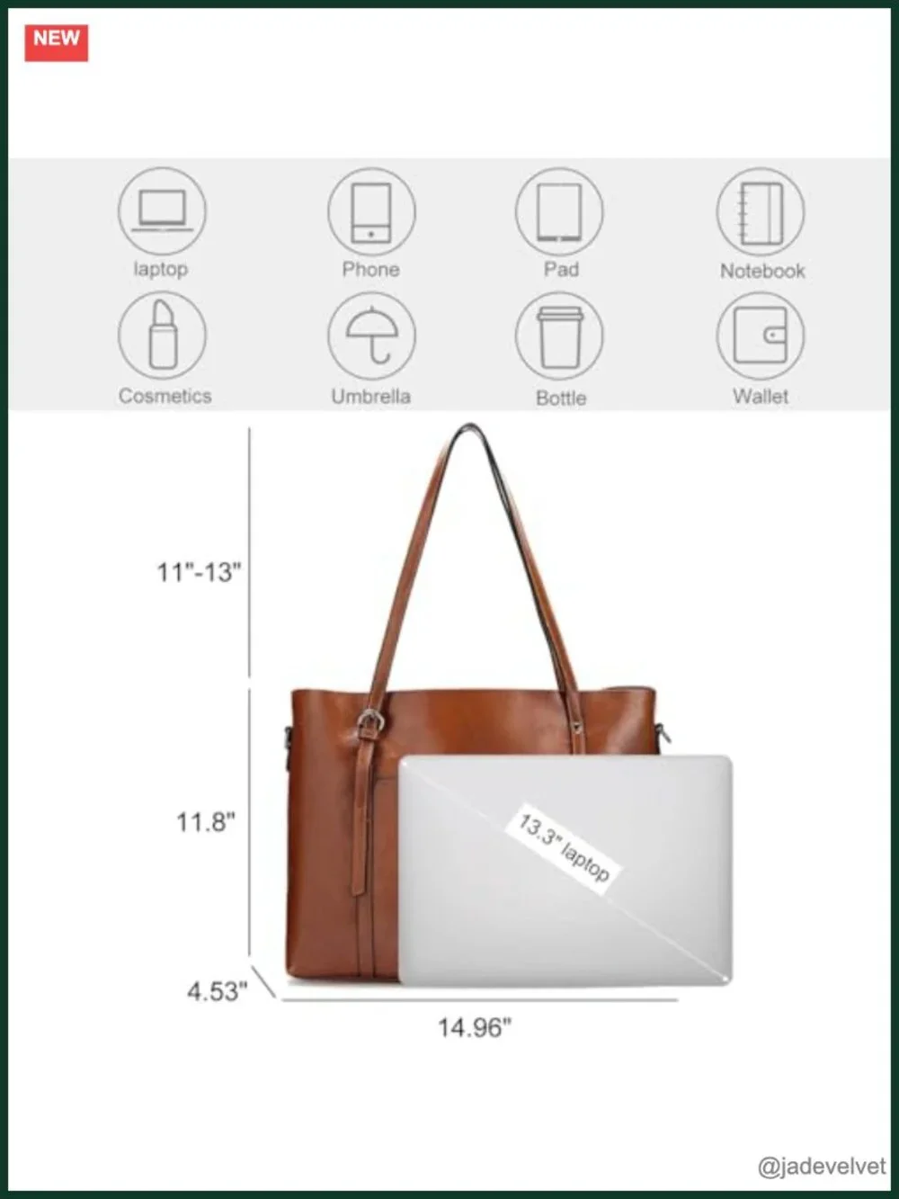 Genuine Leather Satchel Work Tote with Adjustable Shoulder Strap